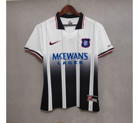 Rangers 97/99 Away White&Dark Blue Soccer Jersey